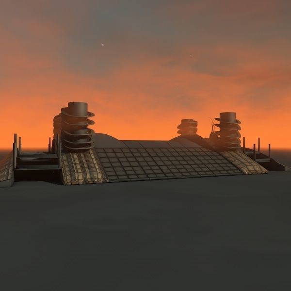 house spaceship at sunset Low-poly 3D model_5