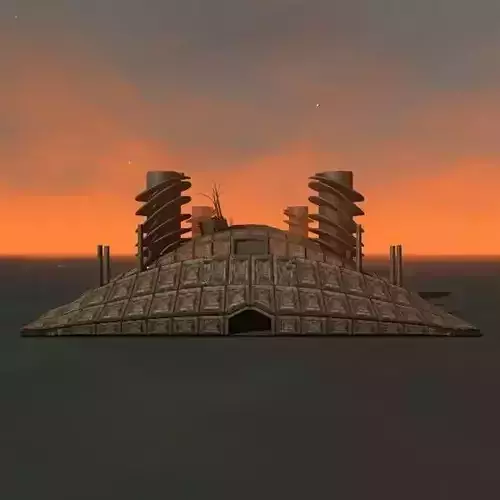 house spaceship at sunset