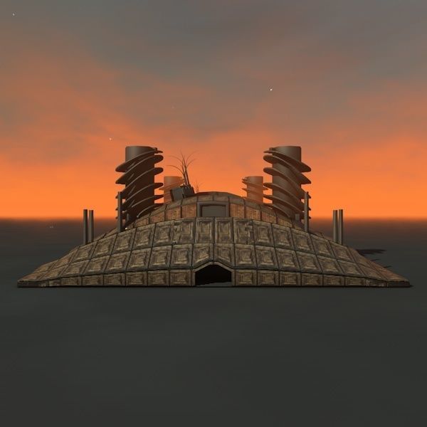 house spaceship at sunset Low-poly 3D model_8