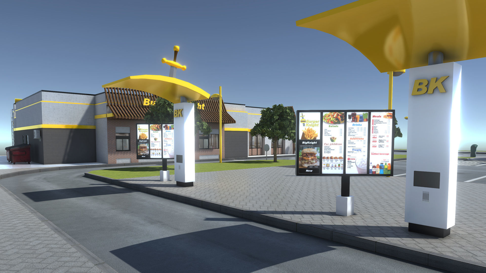 Complete Fast Food Restaurant Low-poly 3D model_22