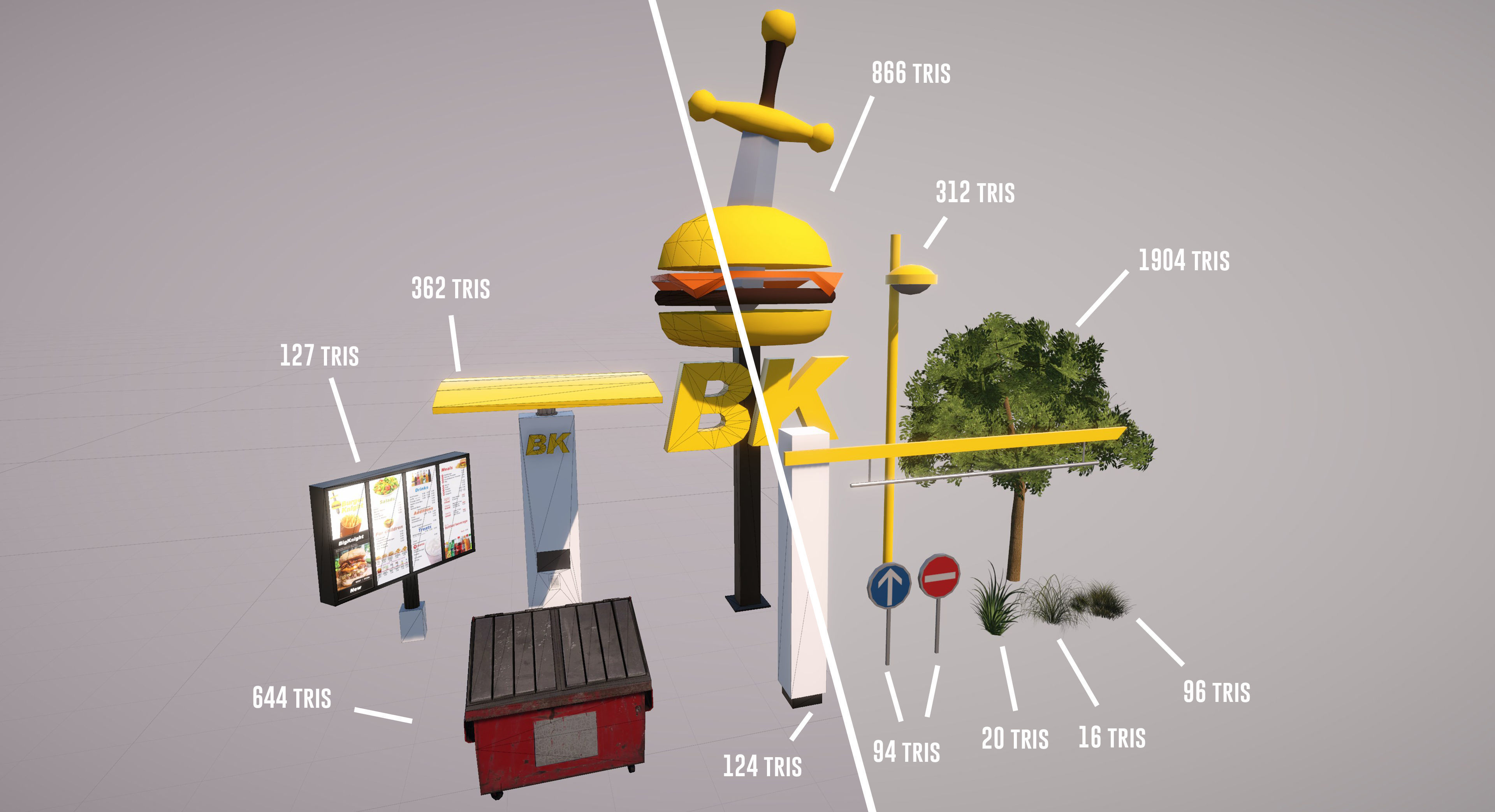 Complete Fast Food Restaurant Low-poly 3D model_17
