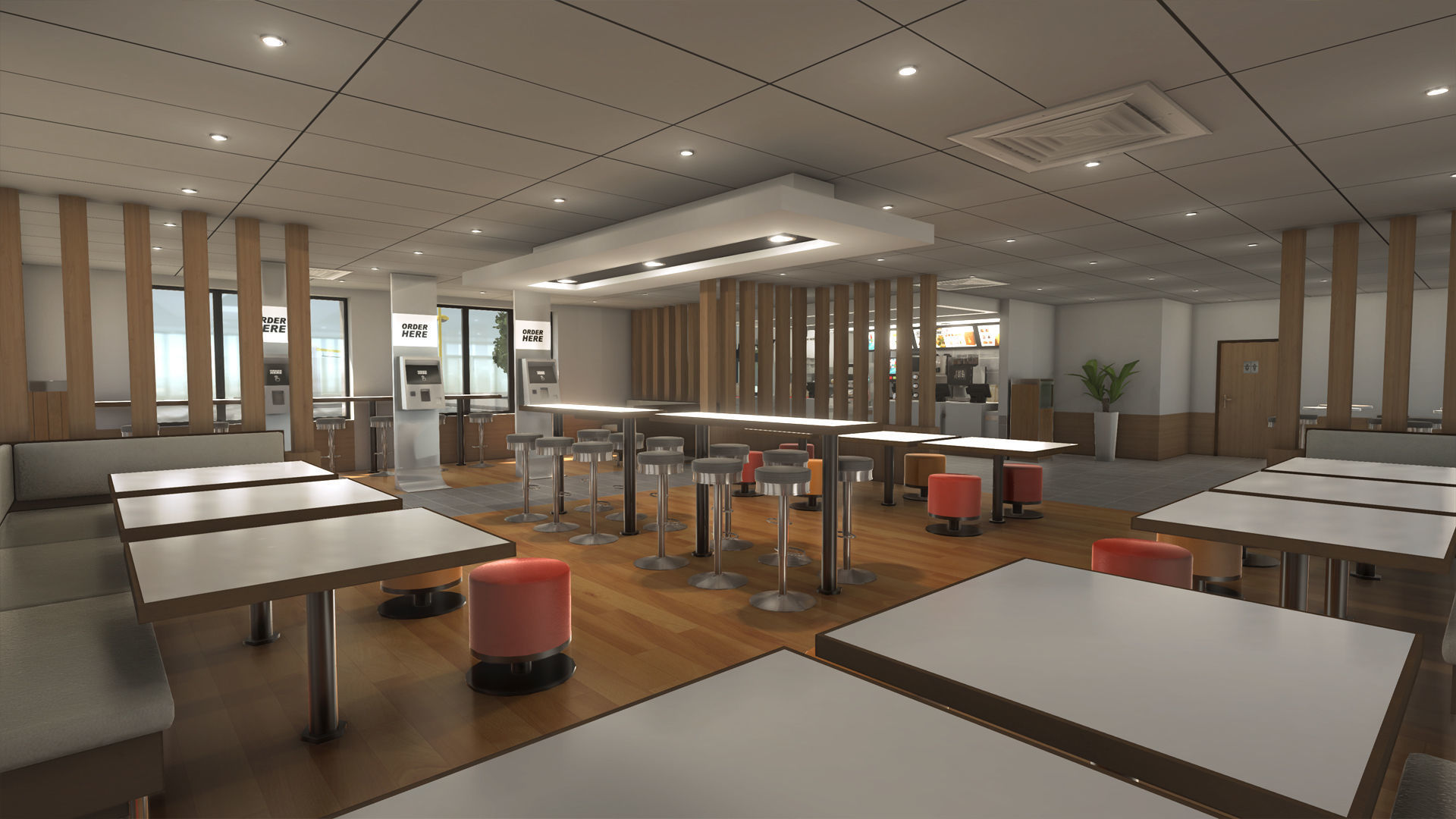 Complete Fast Food Restaurant Low-poly 3D model_28