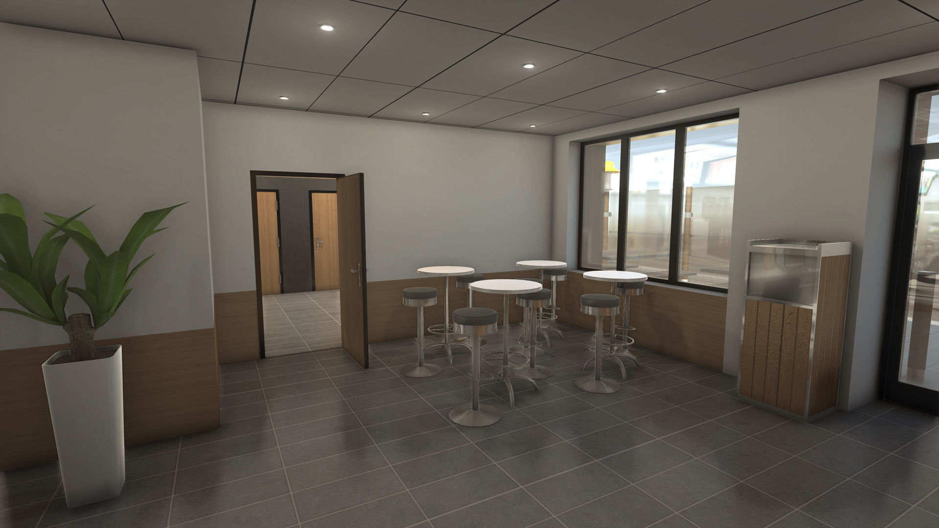 Complete Fast Food Restaurant Low-poly 3D model_29