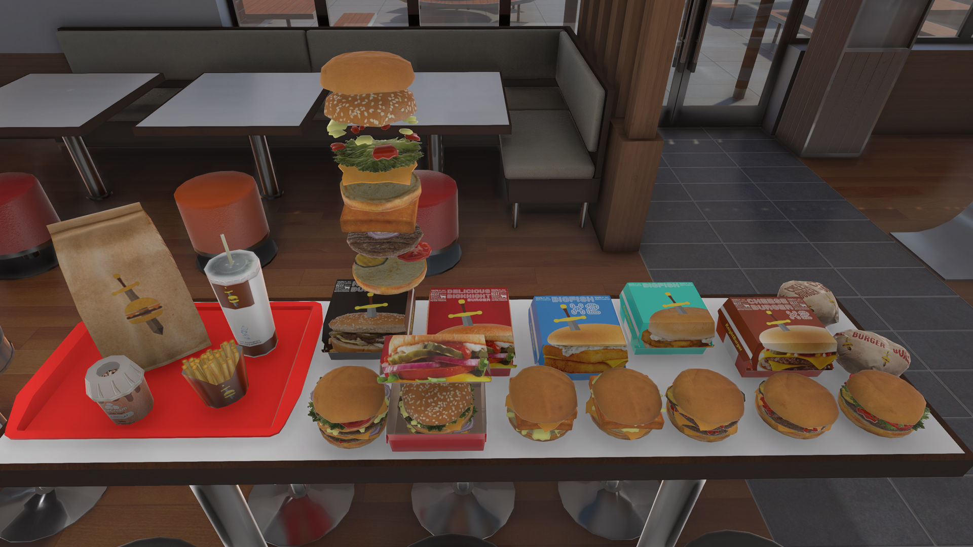 Complete Fast Food Restaurant Low-poly 3D model_37