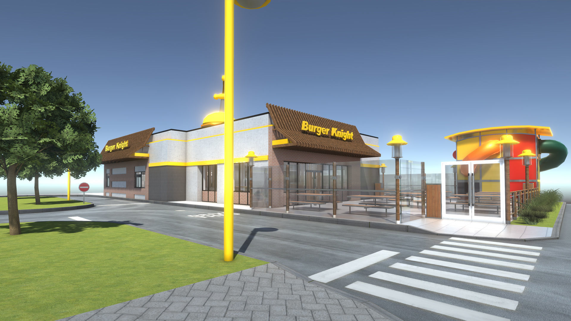 Complete Fast Food Restaurant Low-poly 3D model_20