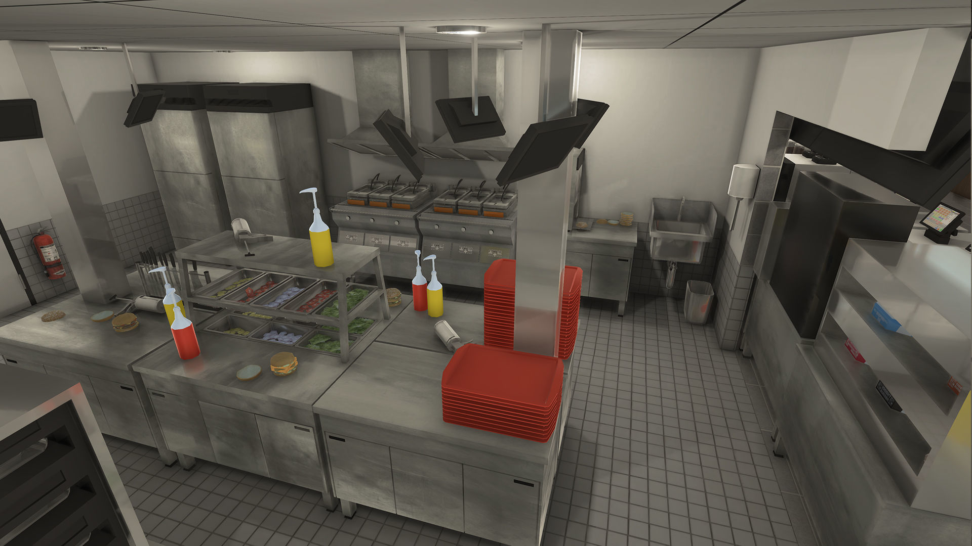 Complete Fast Food Restaurant Low-poly 3D model_36