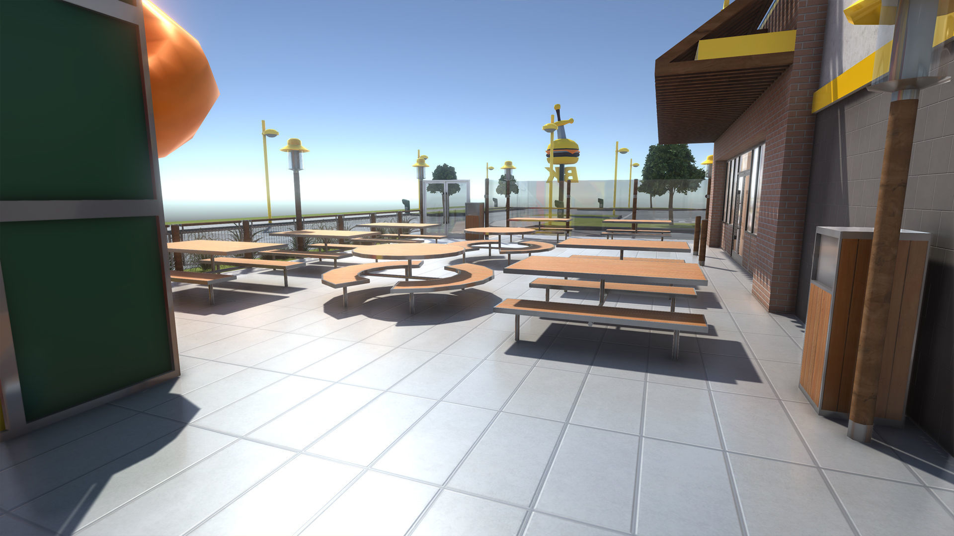 Complete Fast Food Restaurant Low-poly 3D model_25