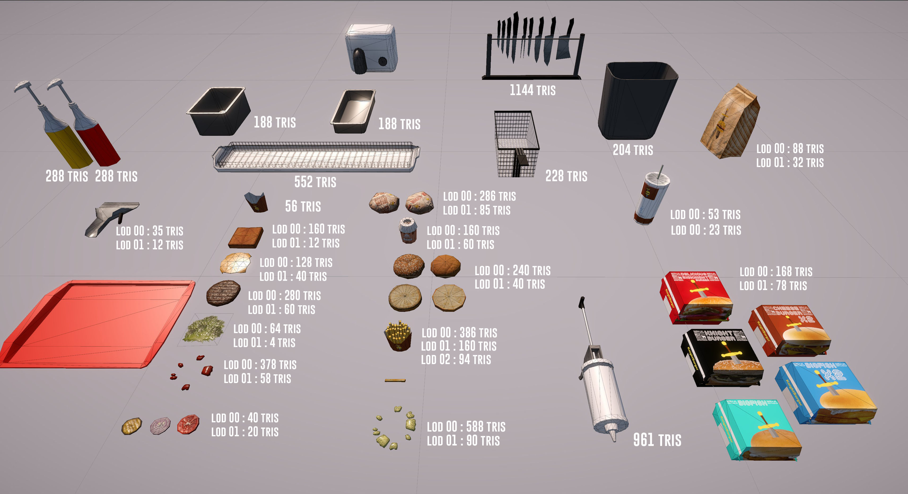 Complete Fast Food Restaurant Low-poly 3D model_14