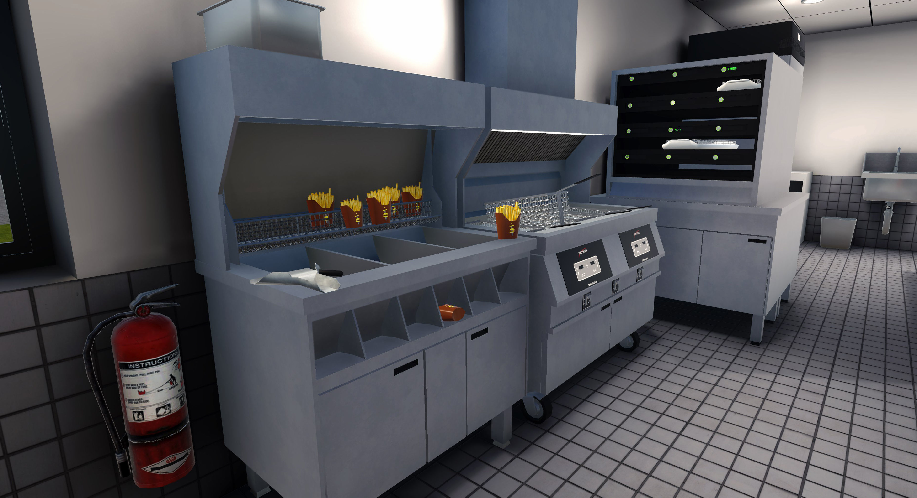 Complete Fast Food Restaurant Low-poly 3D model_10