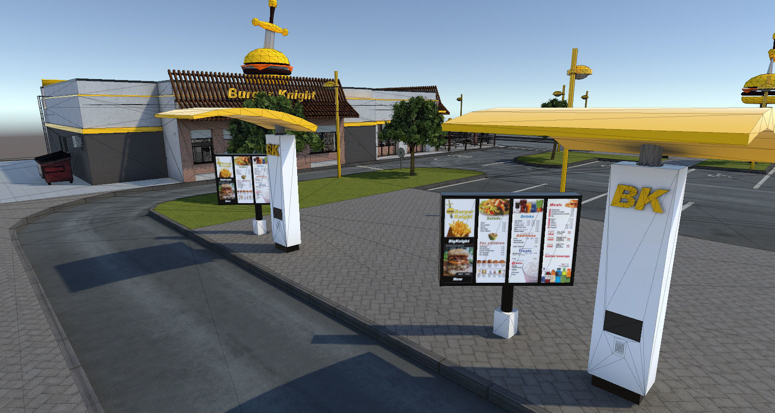 Complete Fast Food Restaurant Low-poly 3D model_43