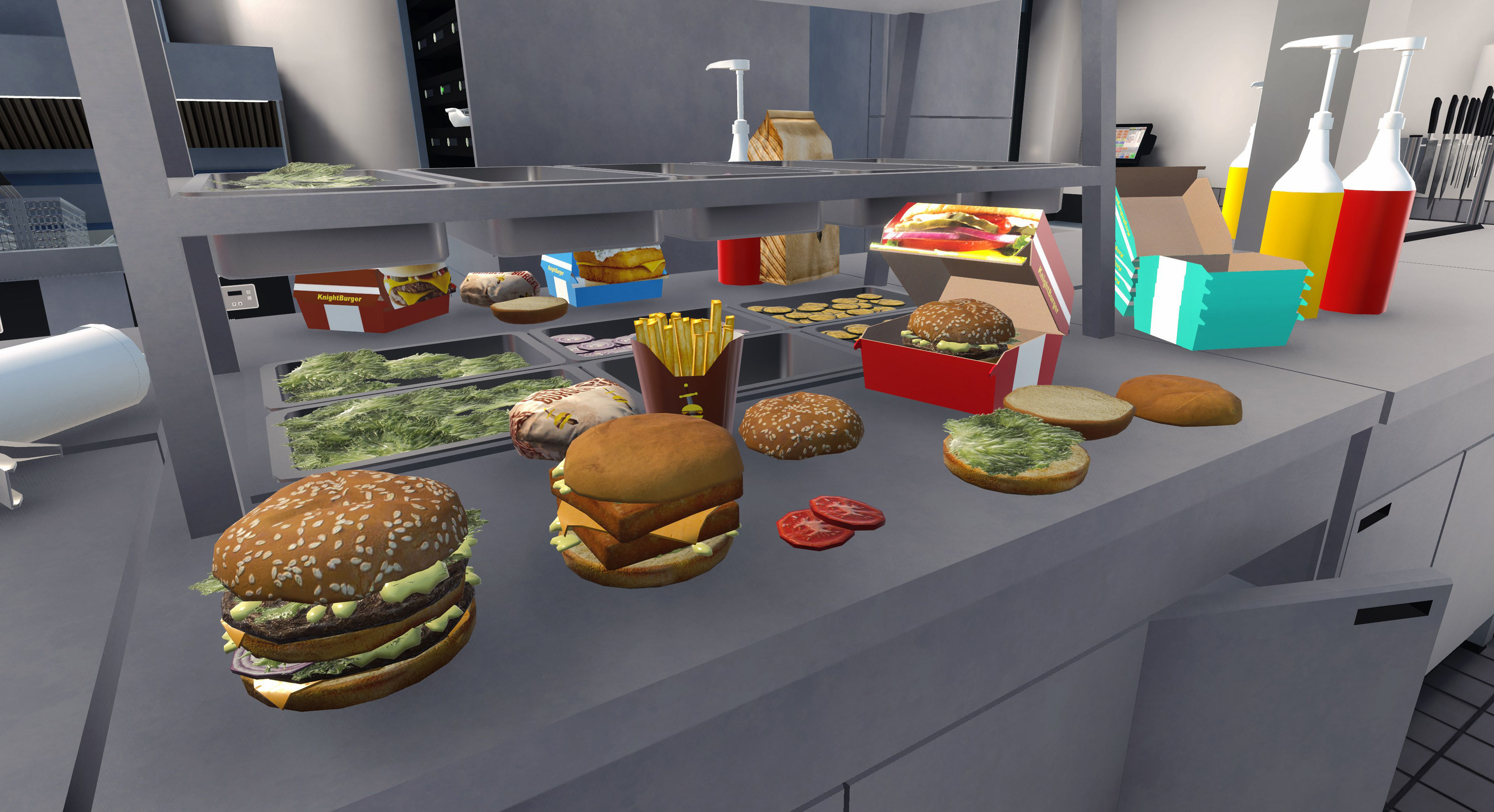 Complete Fast Food Restaurant Low-poly 3D model_8