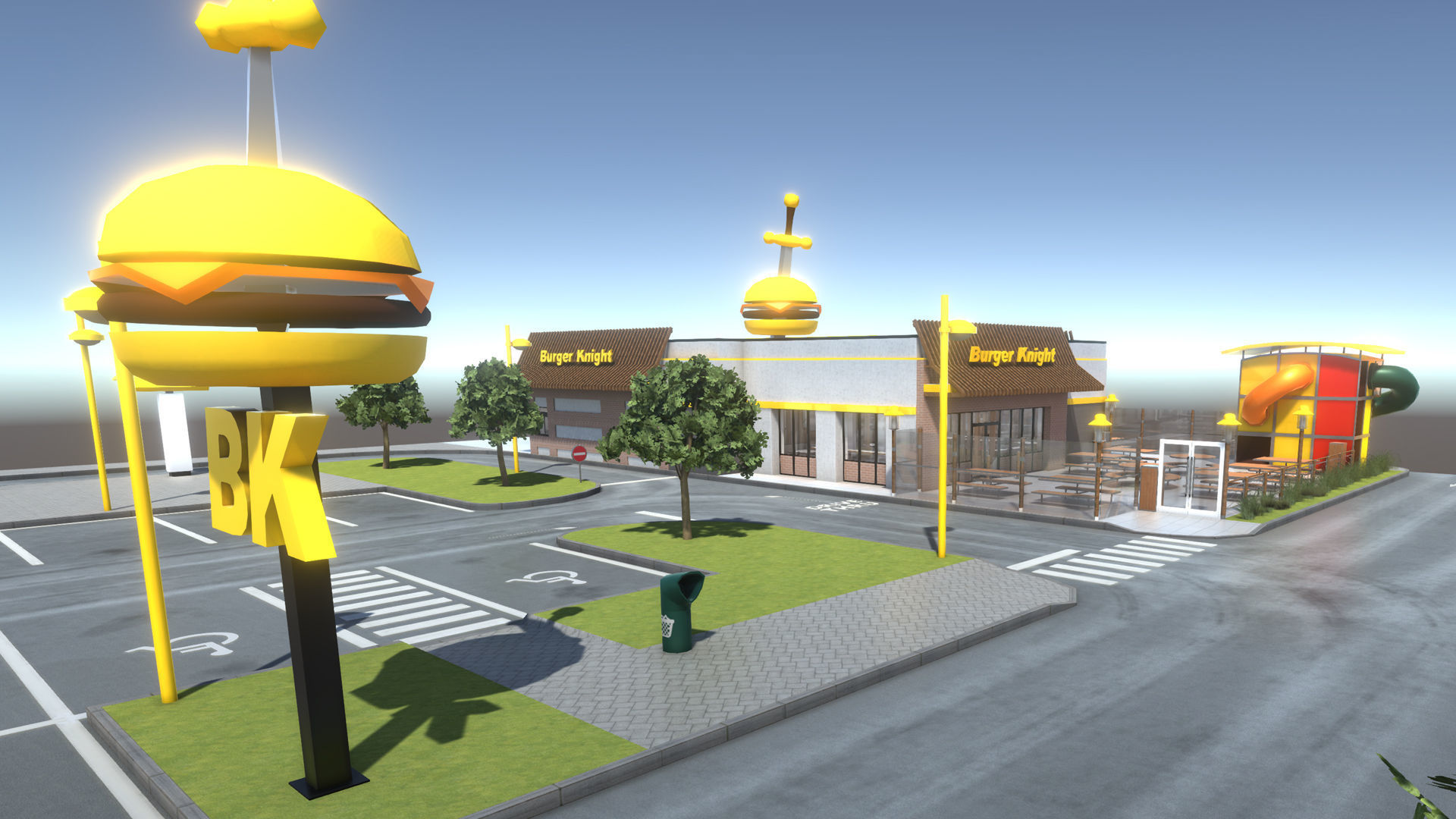 Complete Fast Food Restaurant Low-poly 3D model_19