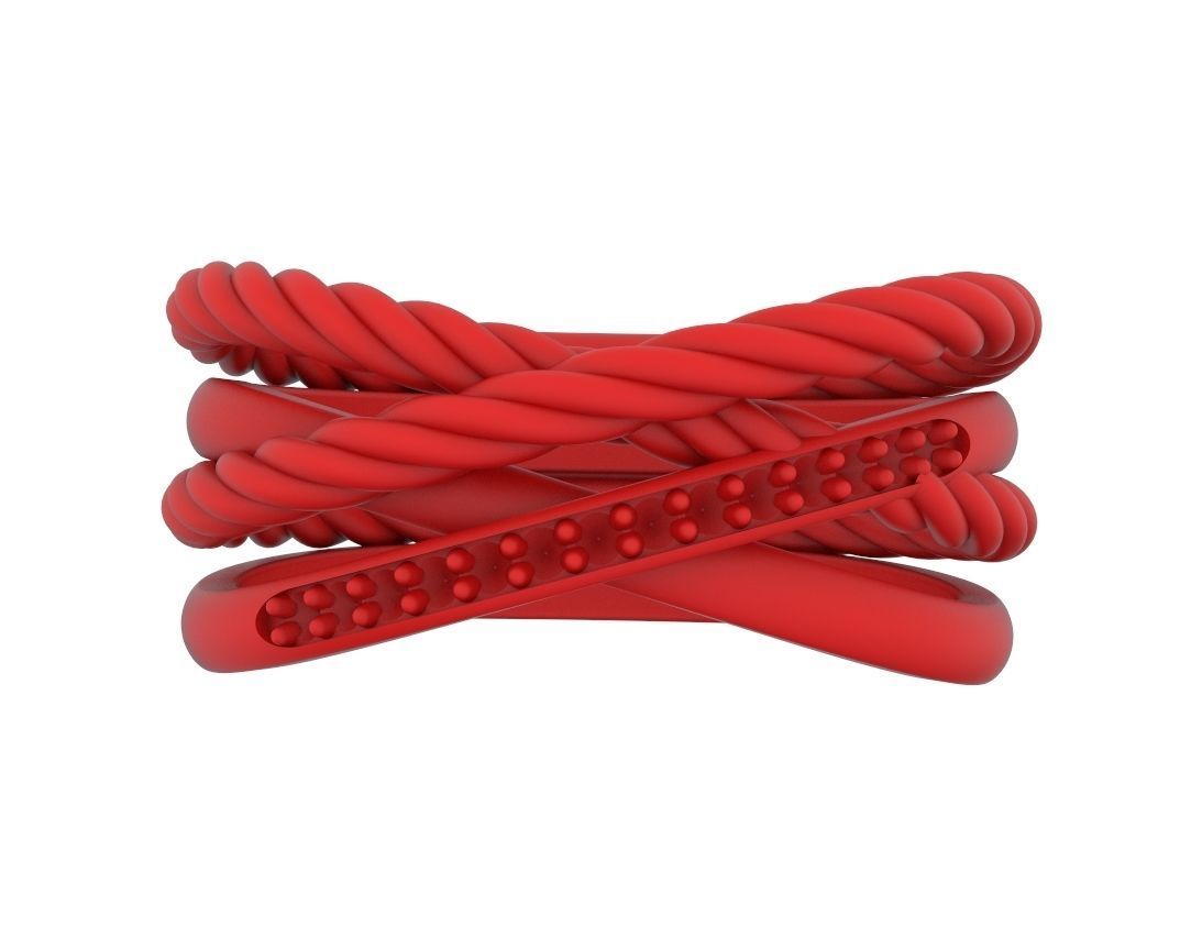Stylish engagement ring with rope braiding in the form of x 370 3D print model_13