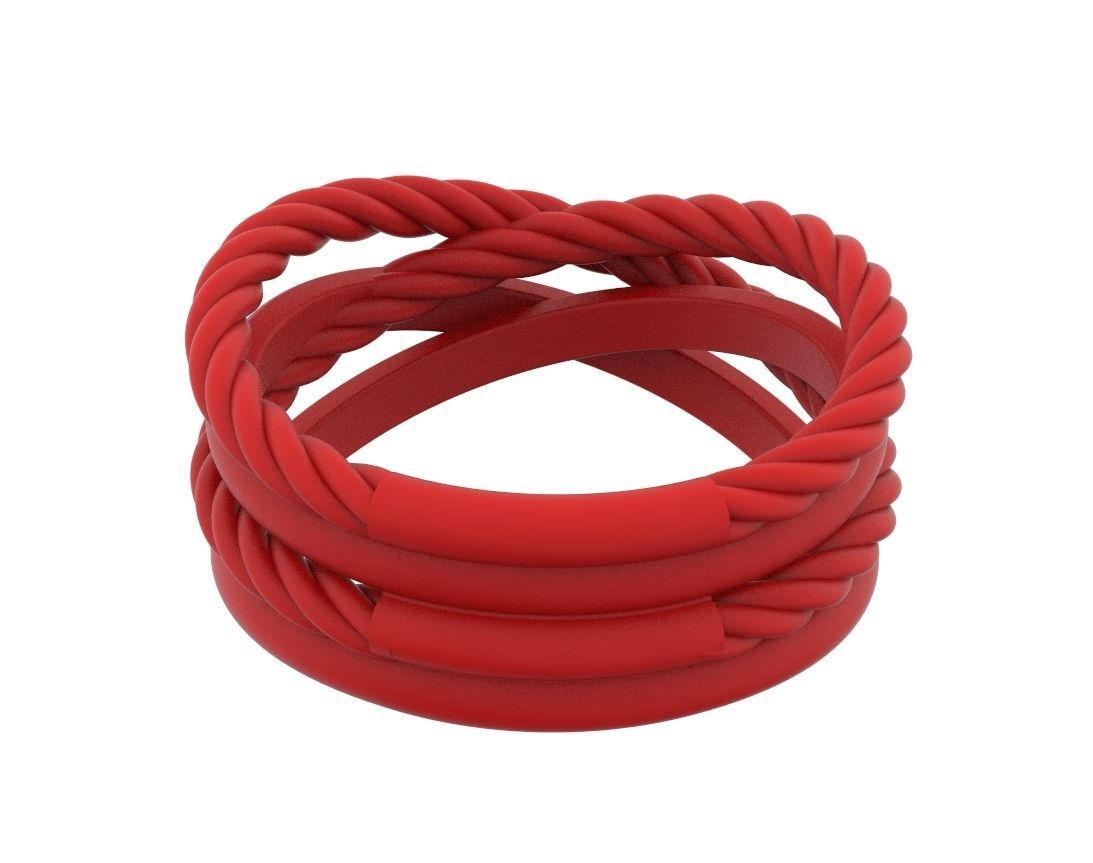 Stylish engagement ring with rope braiding in the form of x 370 3D print model_17
