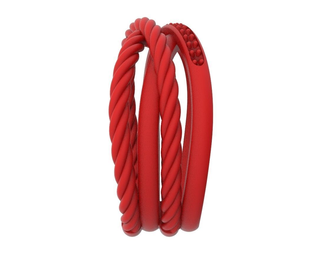 Stylish engagement ring with rope braiding in the form of x 370 3D print model_15