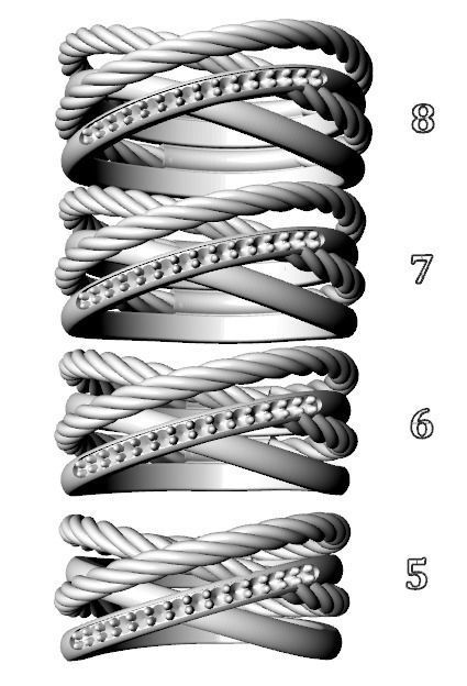 Stylish engagement ring with rope braiding in the form of x 370 3D print model_23