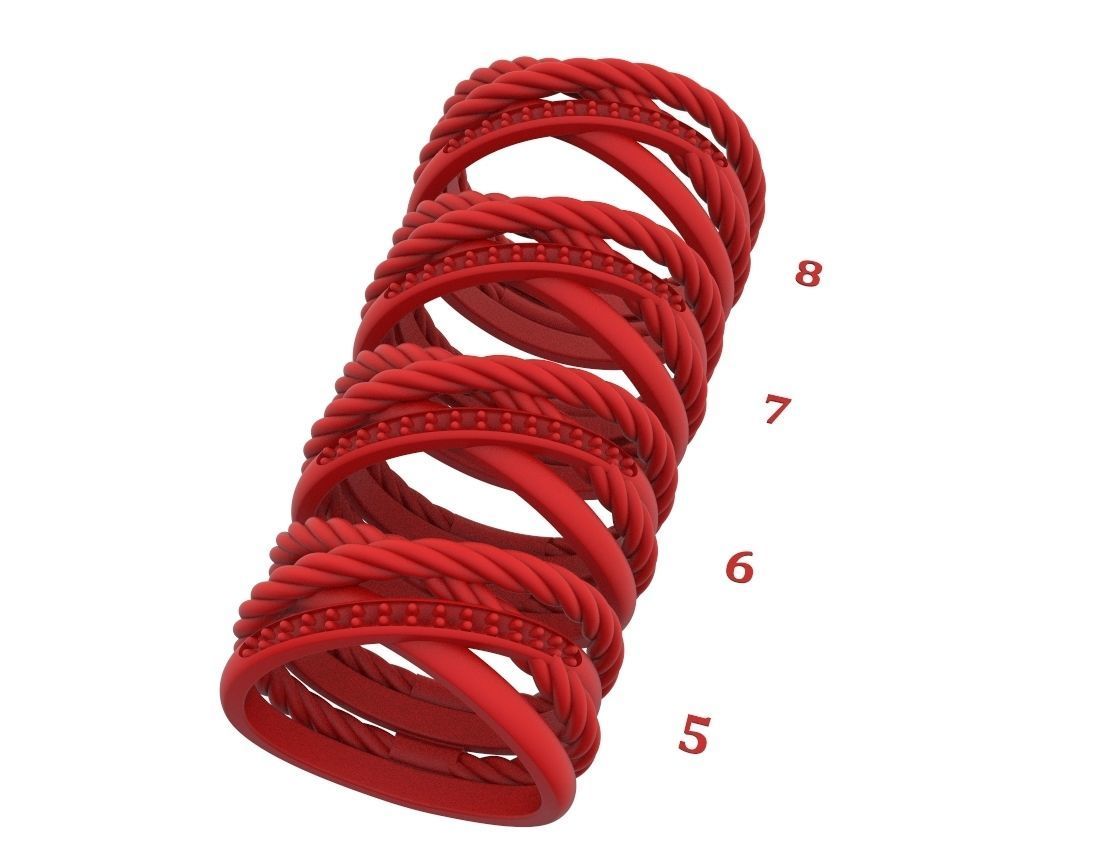 Stylish engagement ring with rope braiding in the form of x 370 3D print model_18