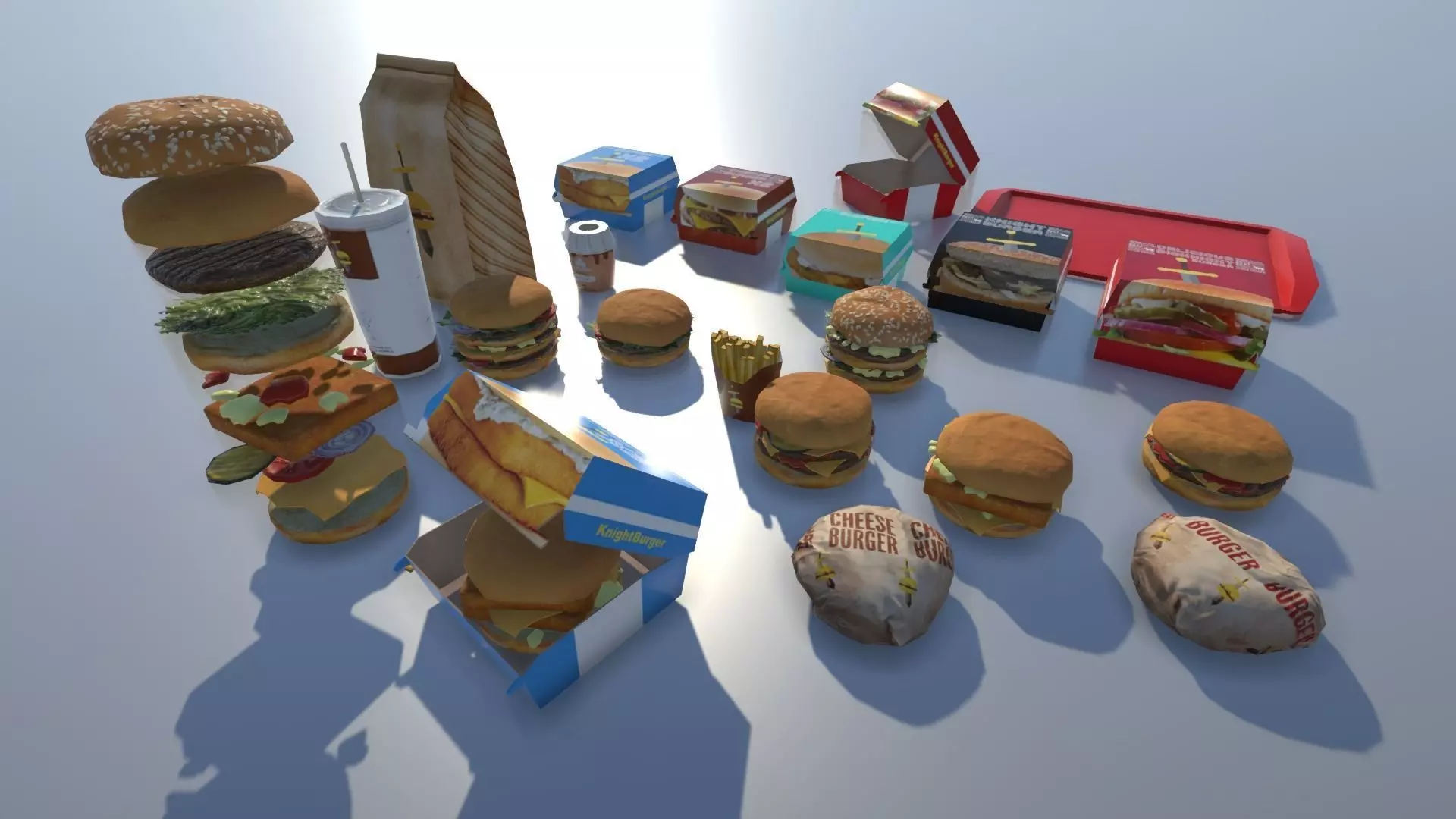 Fast food with LOD Low-poly 3D model_0