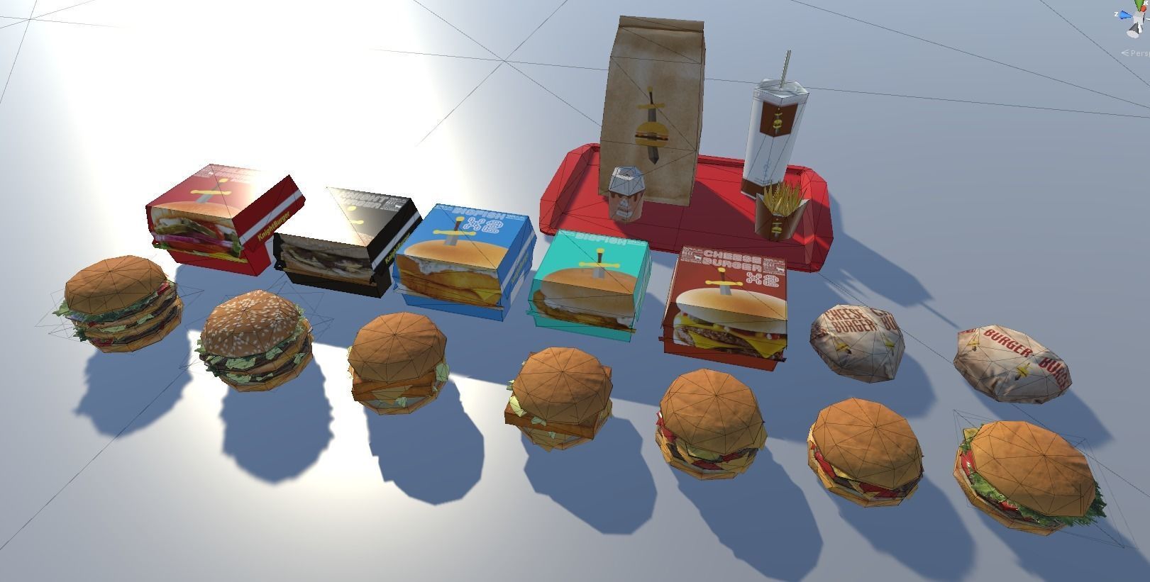 Fast food with LOD Low-poly 3D model_7
