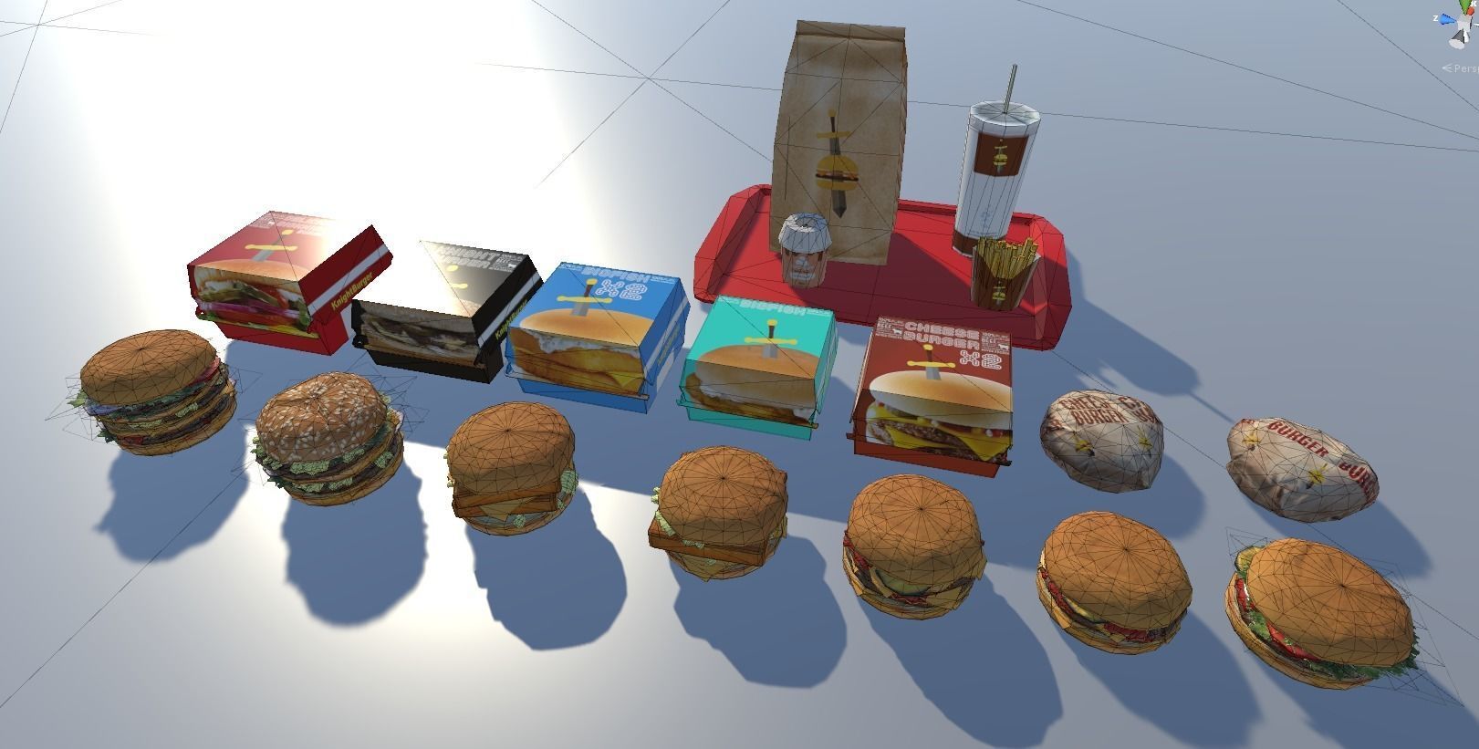 Fast food with LOD Low-poly 3D model_6