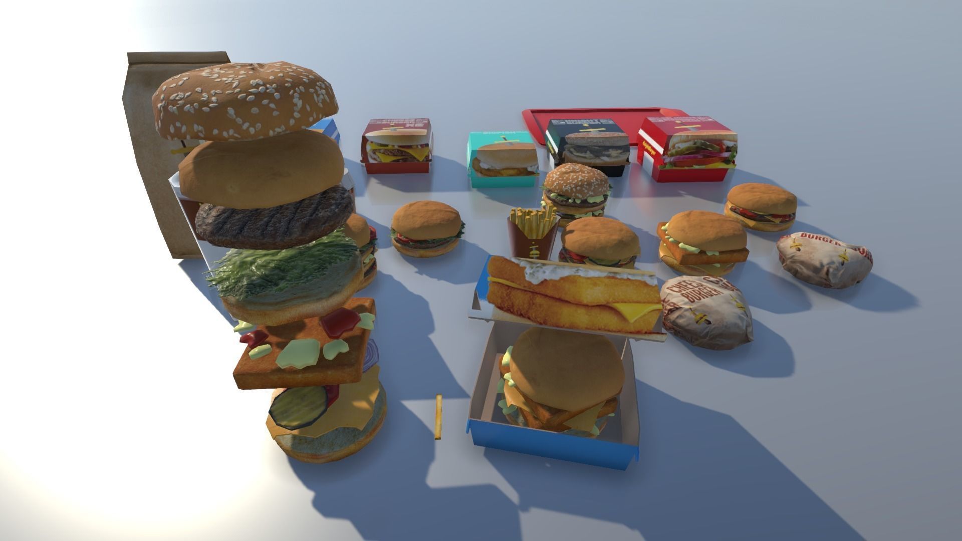 Fast food with LOD Low-poly 3D model_2