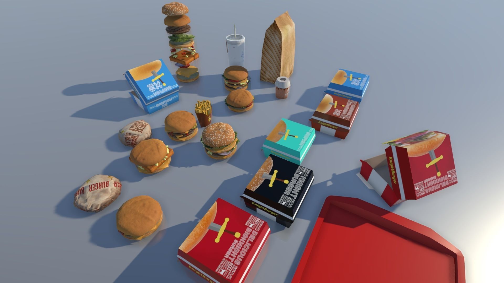 Fast food with LOD Low-poly 3D model_1