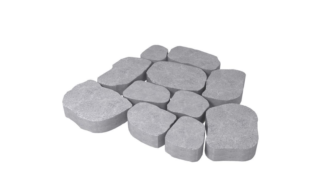 A set of stones for paths and pavement roads 3D model_1