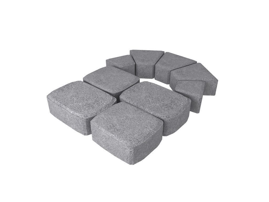 A set of stones for paths and pavement roads 3D model_7