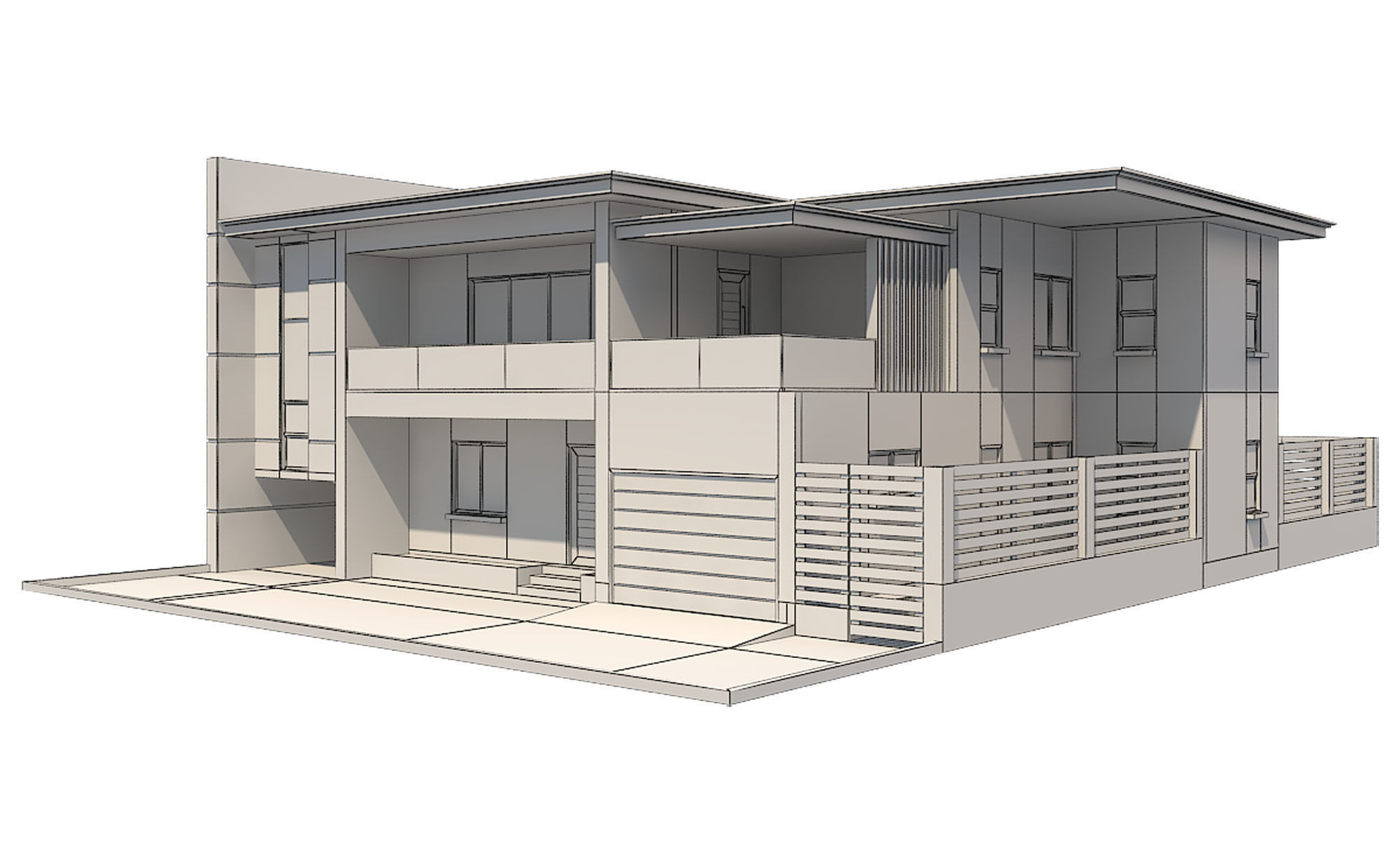 Modern House 5 Free 3D model_7