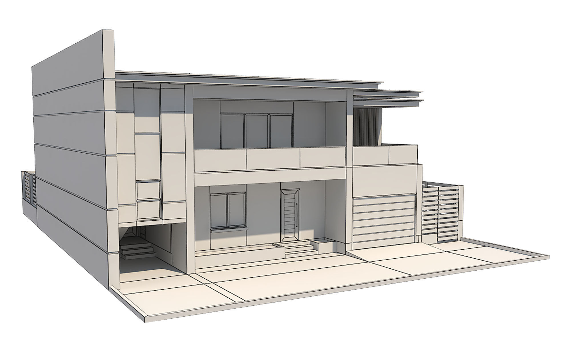 Modern House 5 Free 3D model_9