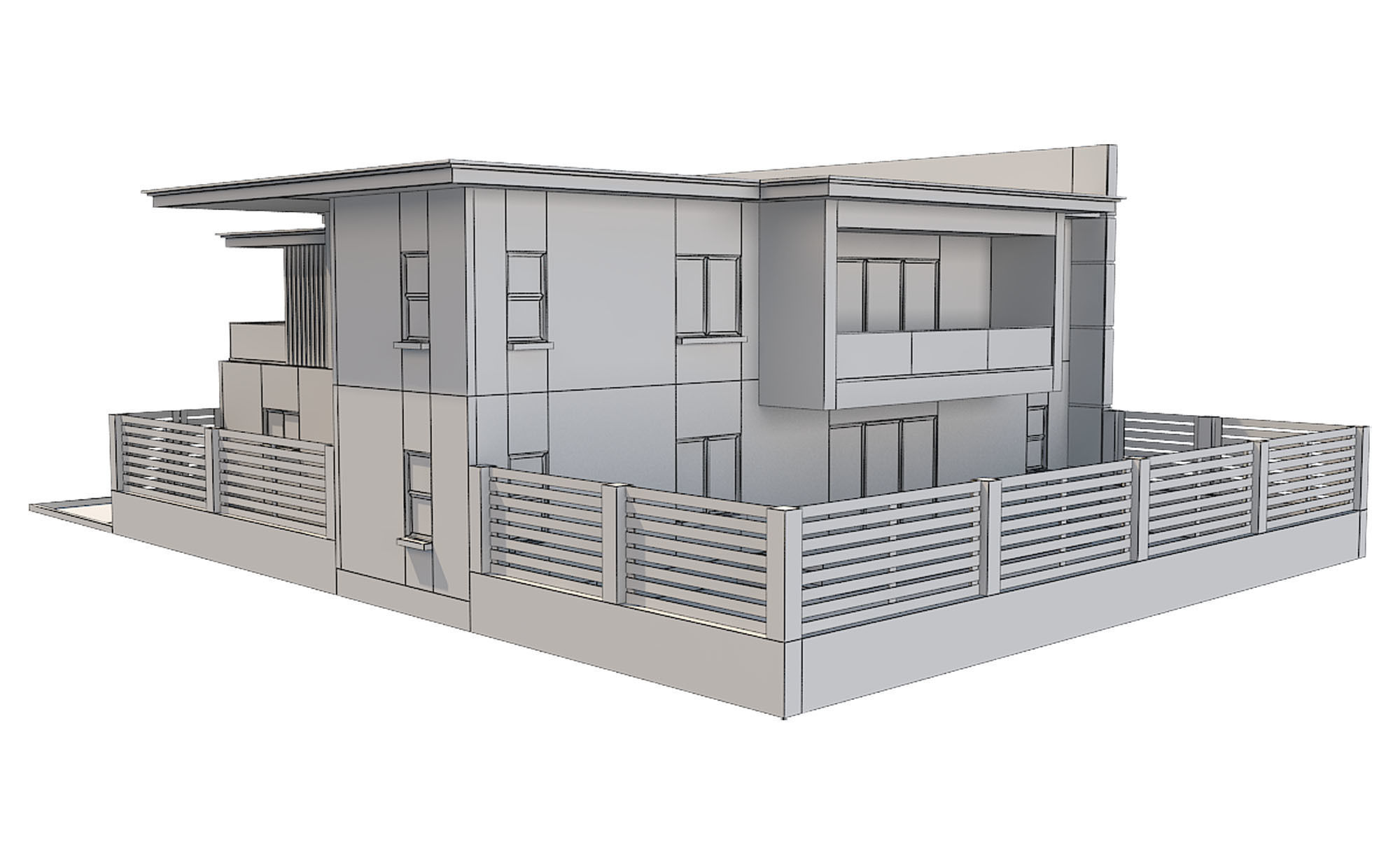 Modern House 5 Free 3D model_8