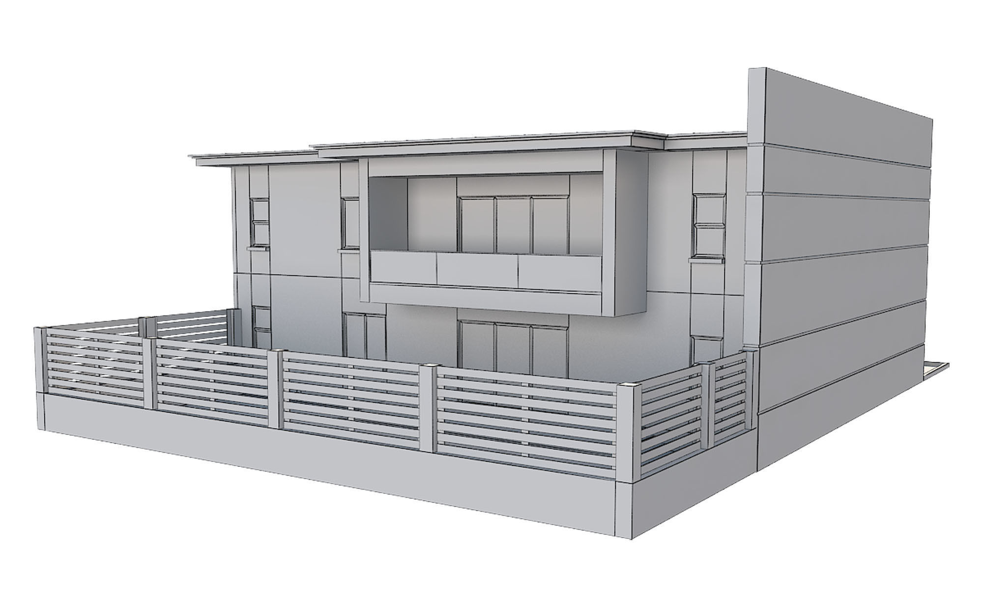 Modern House 5 Free 3D model_10