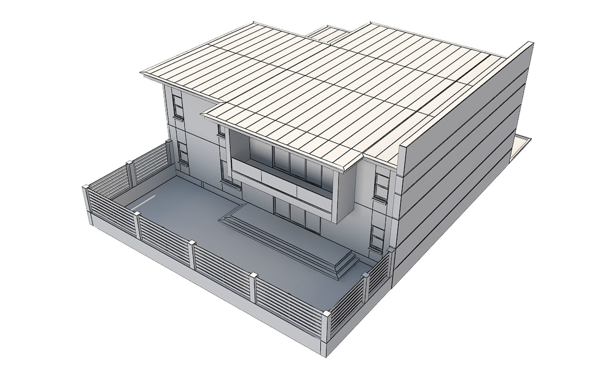 Modern House 5 Free 3D model_11