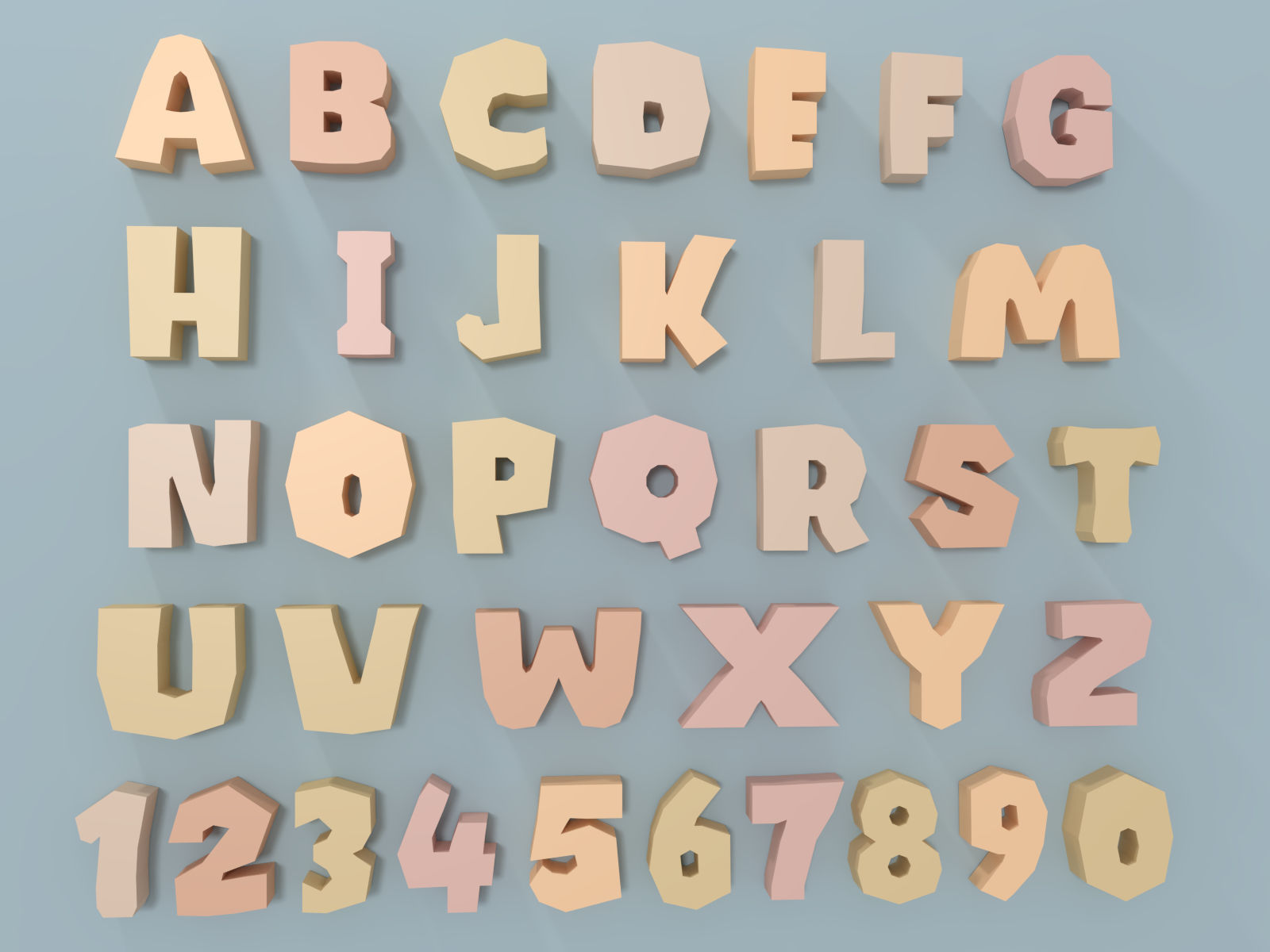 Cartoon Alphabet 2 Low-poly 3D model_1
