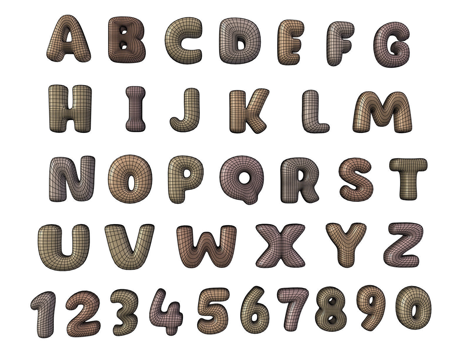 Cartoon Alphabet 2 Low-poly 3D model_5
