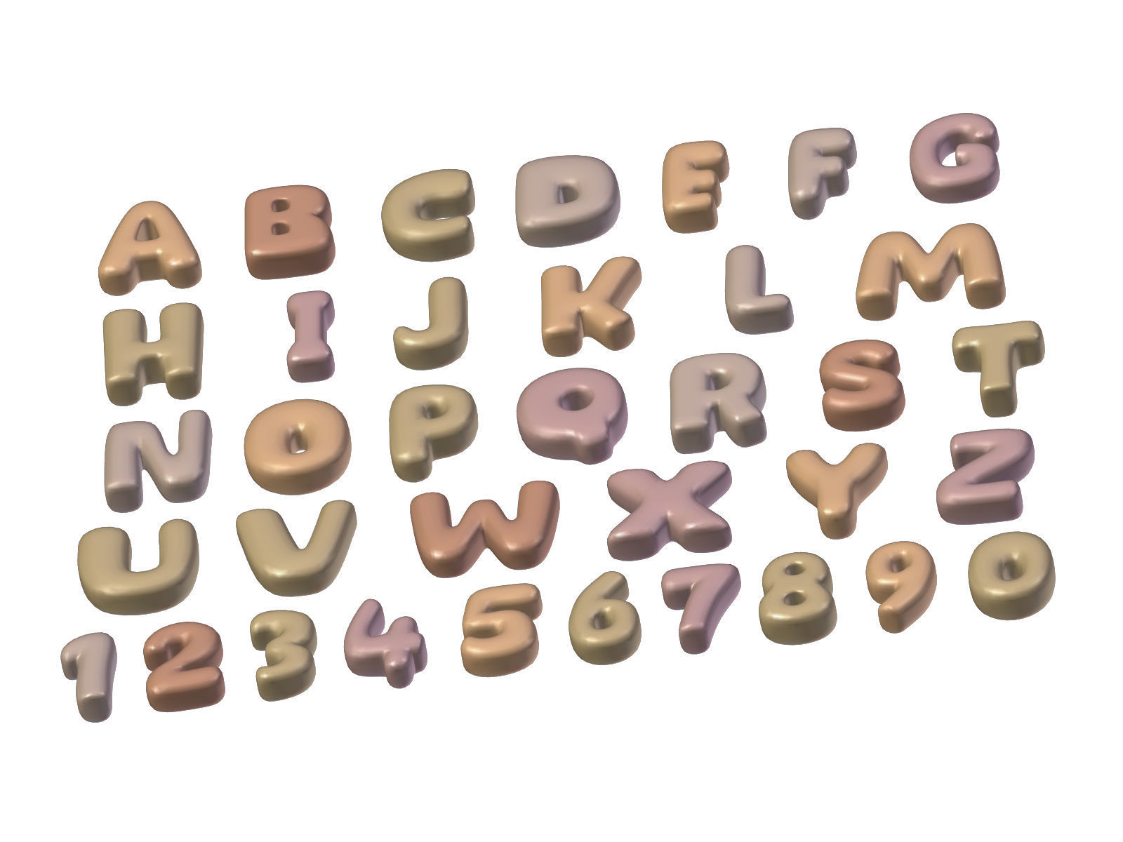 Cartoon Alphabet 2 Low-poly 3D model_6