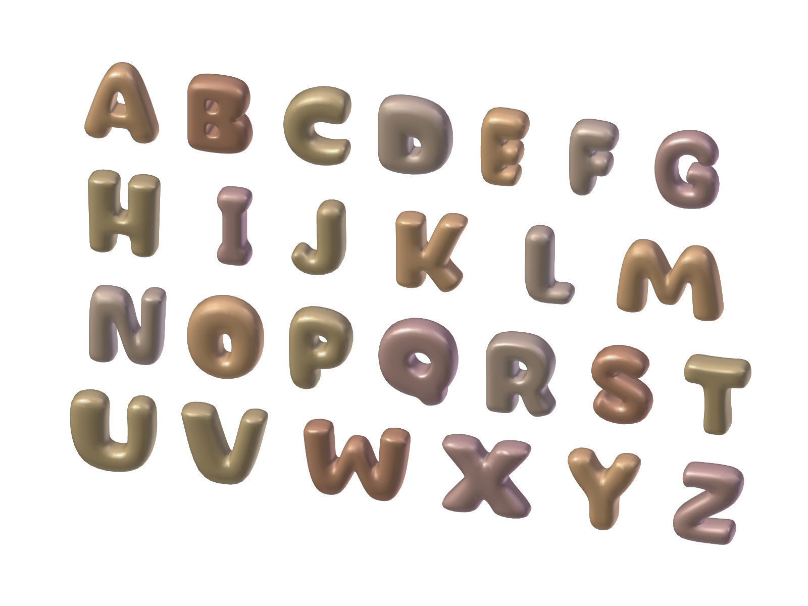 Cartoon Alphabet 2 Low-poly 3D model_7