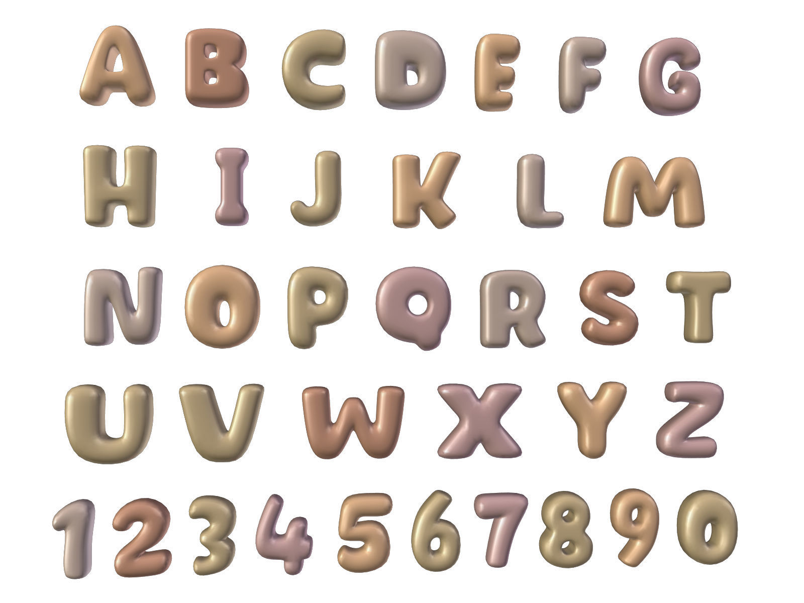 Cartoon Alphabet 2 Low-poly 3D model_2