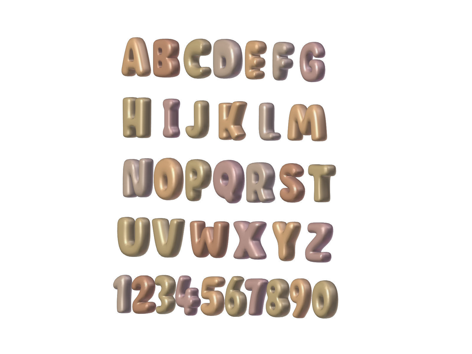 Cartoon Alphabet 2 Low-poly 3D model_8