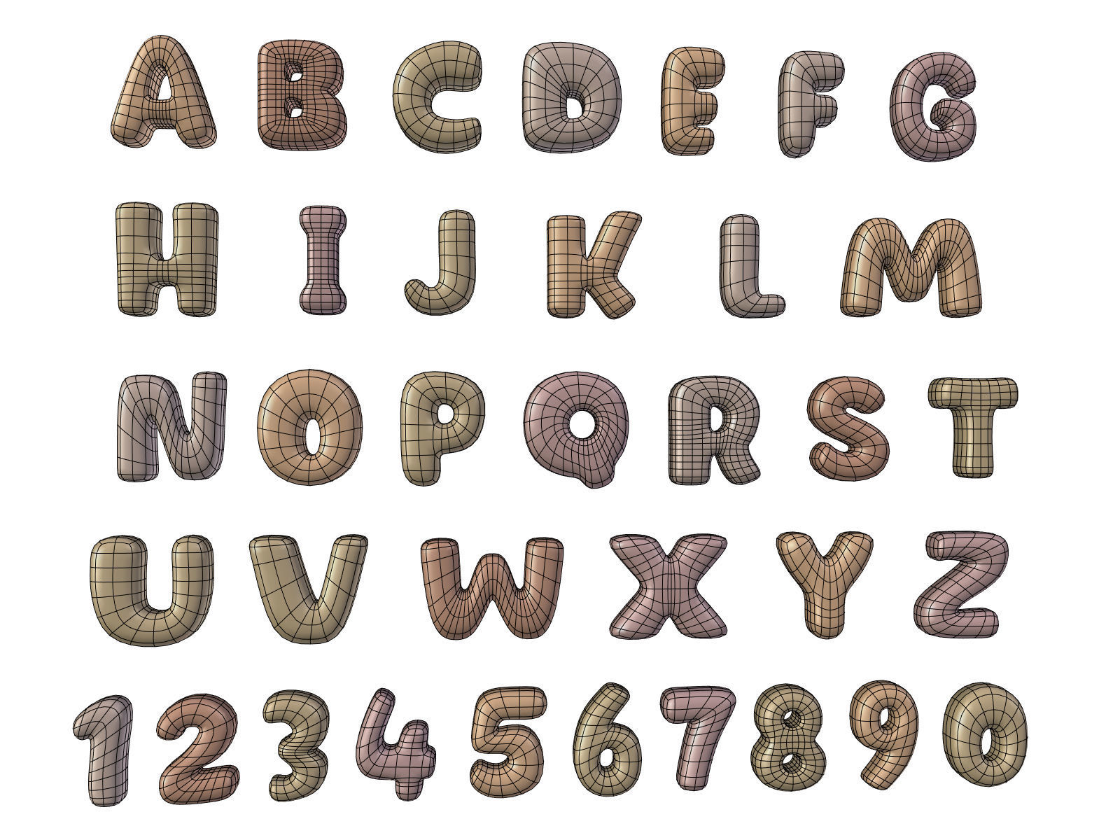 Cartoon Alphabet 2 Low-poly 3D model_4
