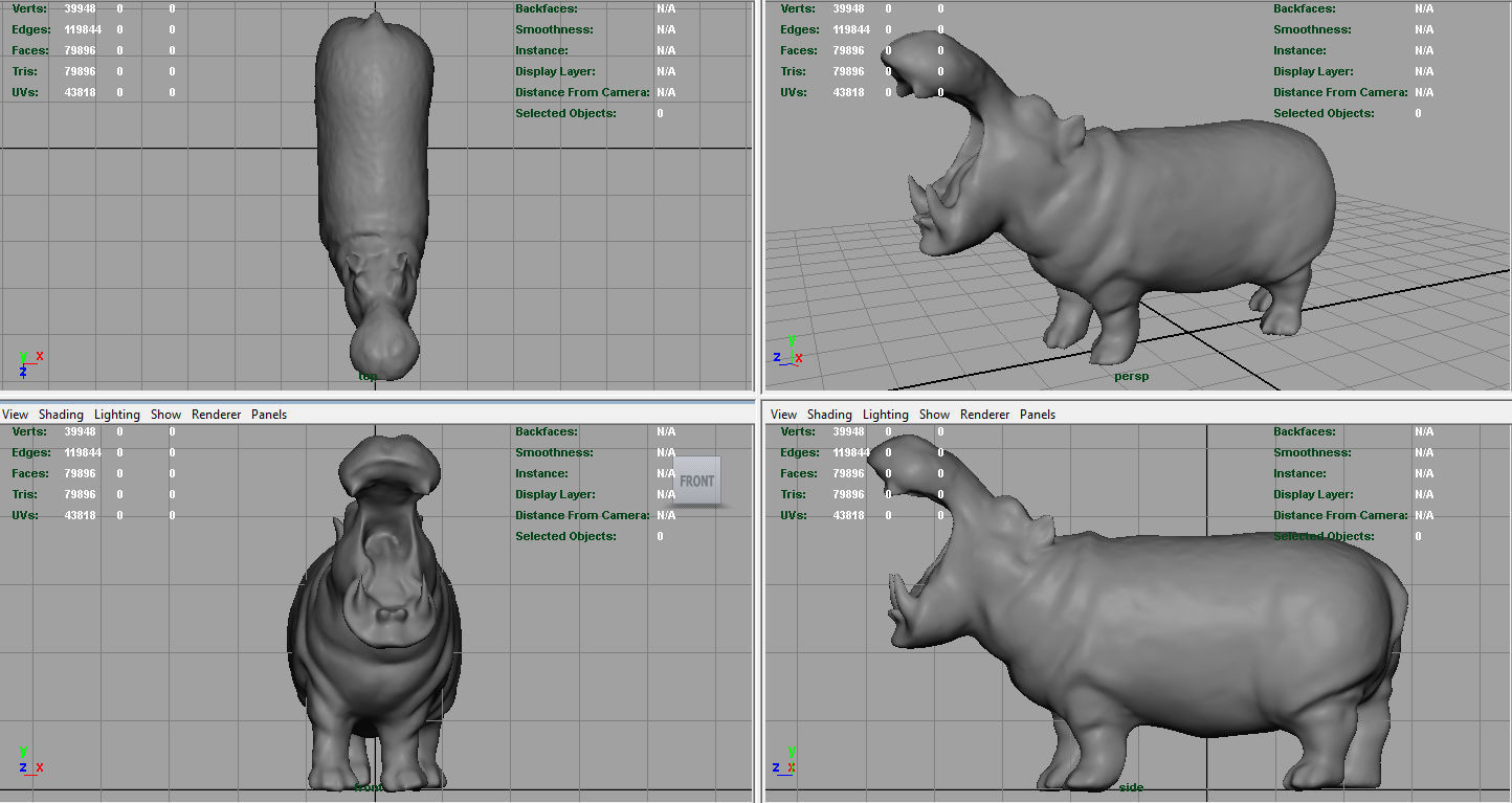 African Hippopotamus Low-poly 3D model_6