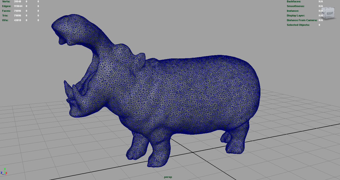 African Hippopotamus Low-poly 3D model_4