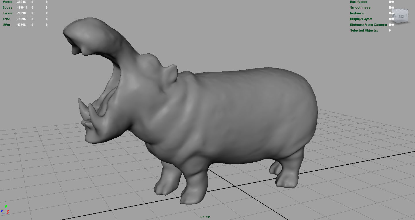 African Hippopotamus Low-poly 3D model_3