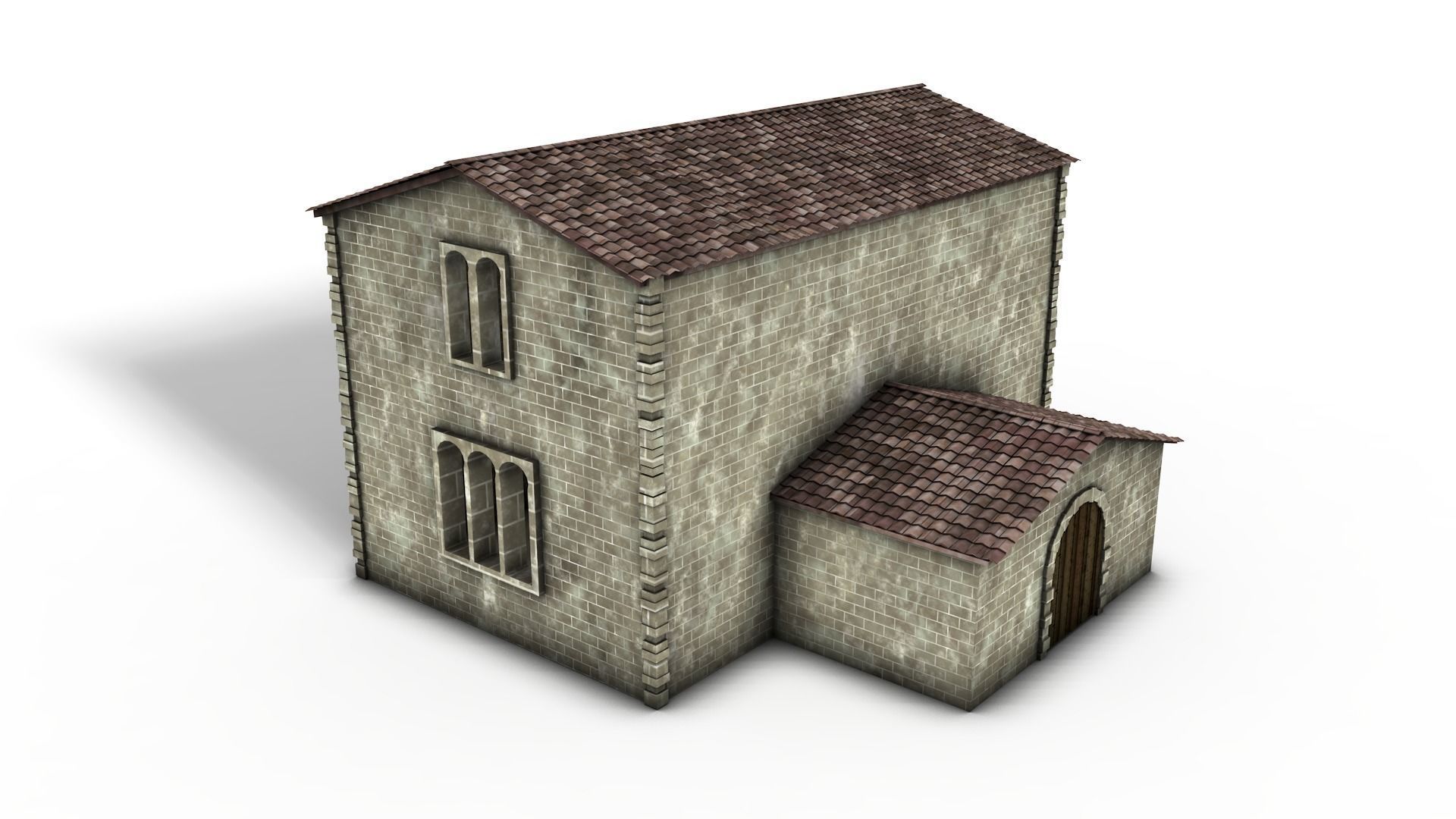 Cathedral Romanesque with Hermitage and houses 3D model_8