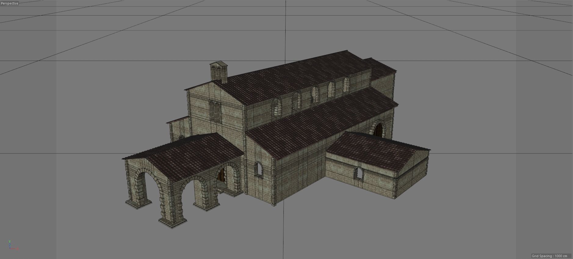 Cathedral Romanesque with Hermitage and houses 3D model_13