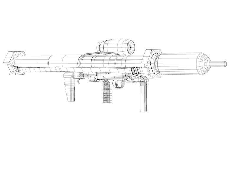 Bunkerfaust grenade launcher - grenade launcher Low-poly 3D model_5