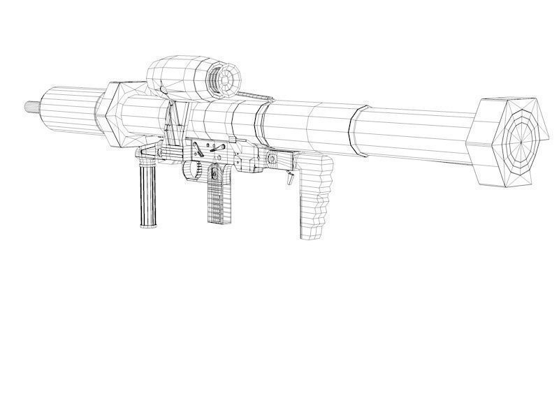 Bunkerfaust grenade launcher - grenade launcher Low-poly 3D model_9