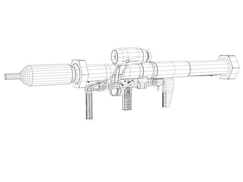 Bunkerfaust grenade launcher - grenade launcher Low-poly 3D model_8
