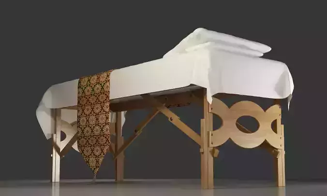 Retro wooden built-in massage bed 3D model