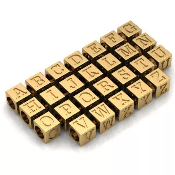 CHARMS gold alphabet beads - 3D print model